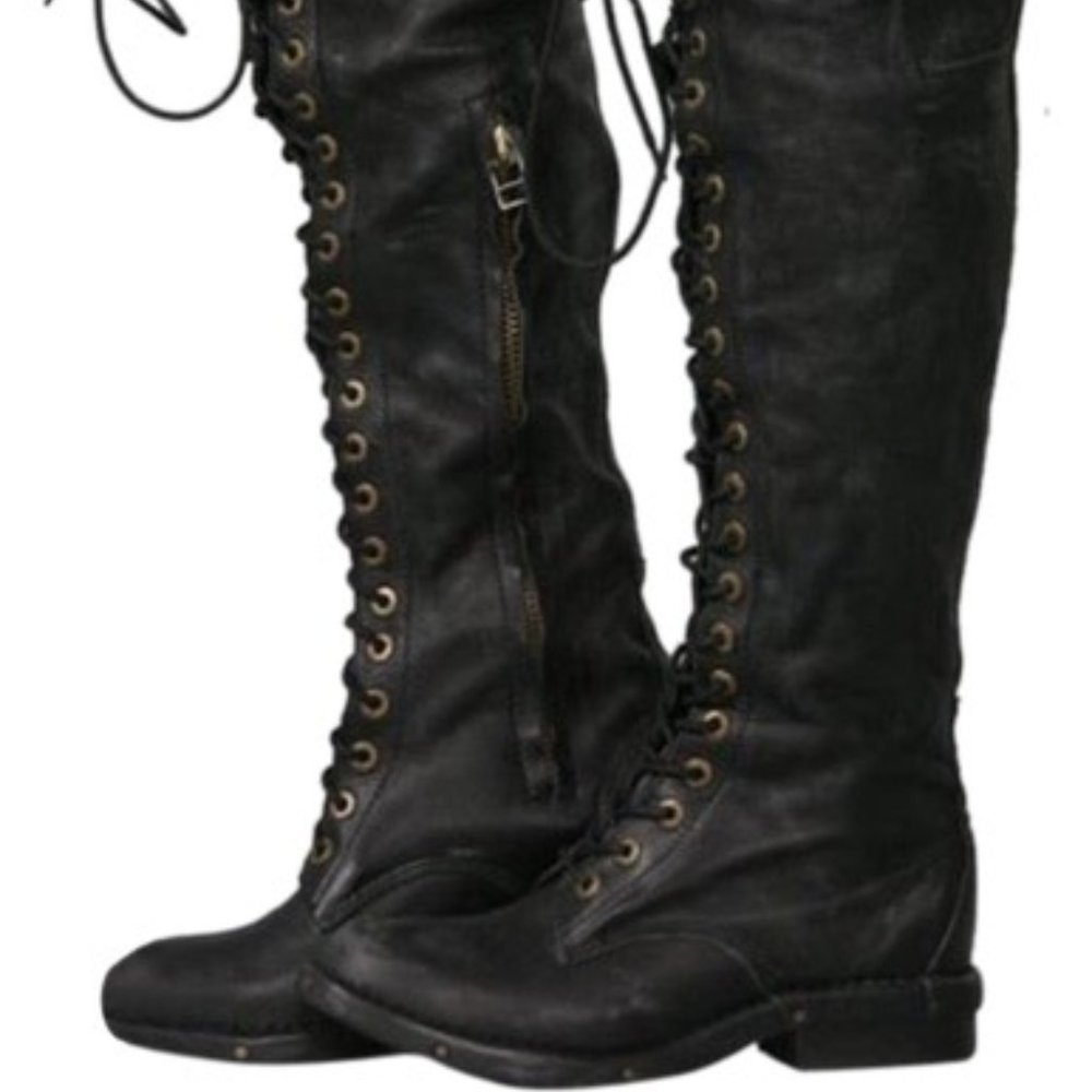 Desperately Seeking Jeffrey Campbell Meds Lace-Up Over-The-Knee Boots